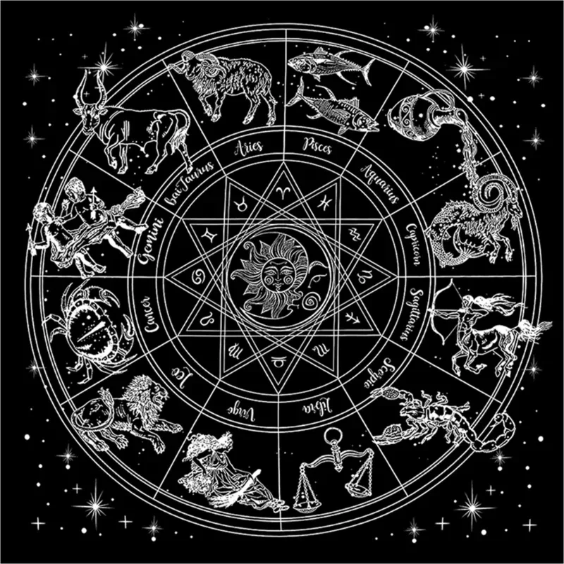 Zodiac Party Games - Tarot Cloth Zodiac Wheel Constellation Velvet
