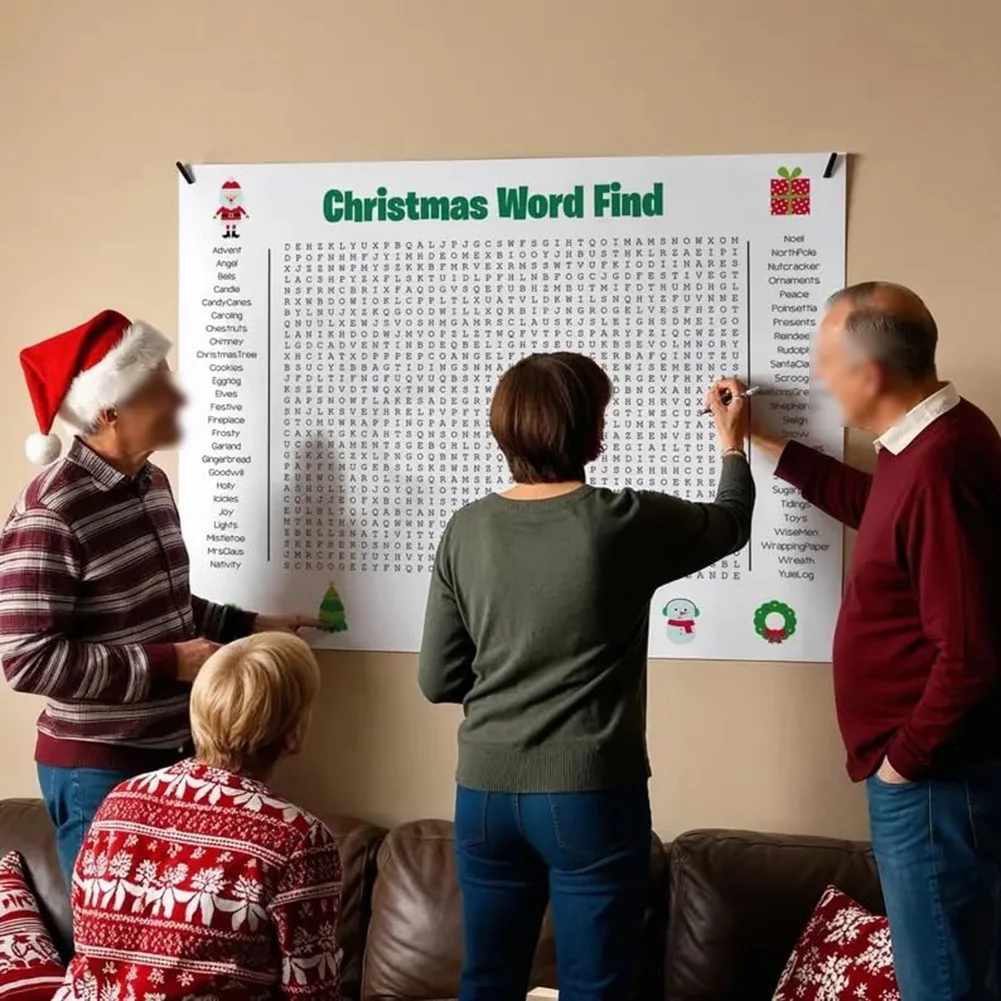Party Games For Large Groups - Large Christmas Word Search Poster For