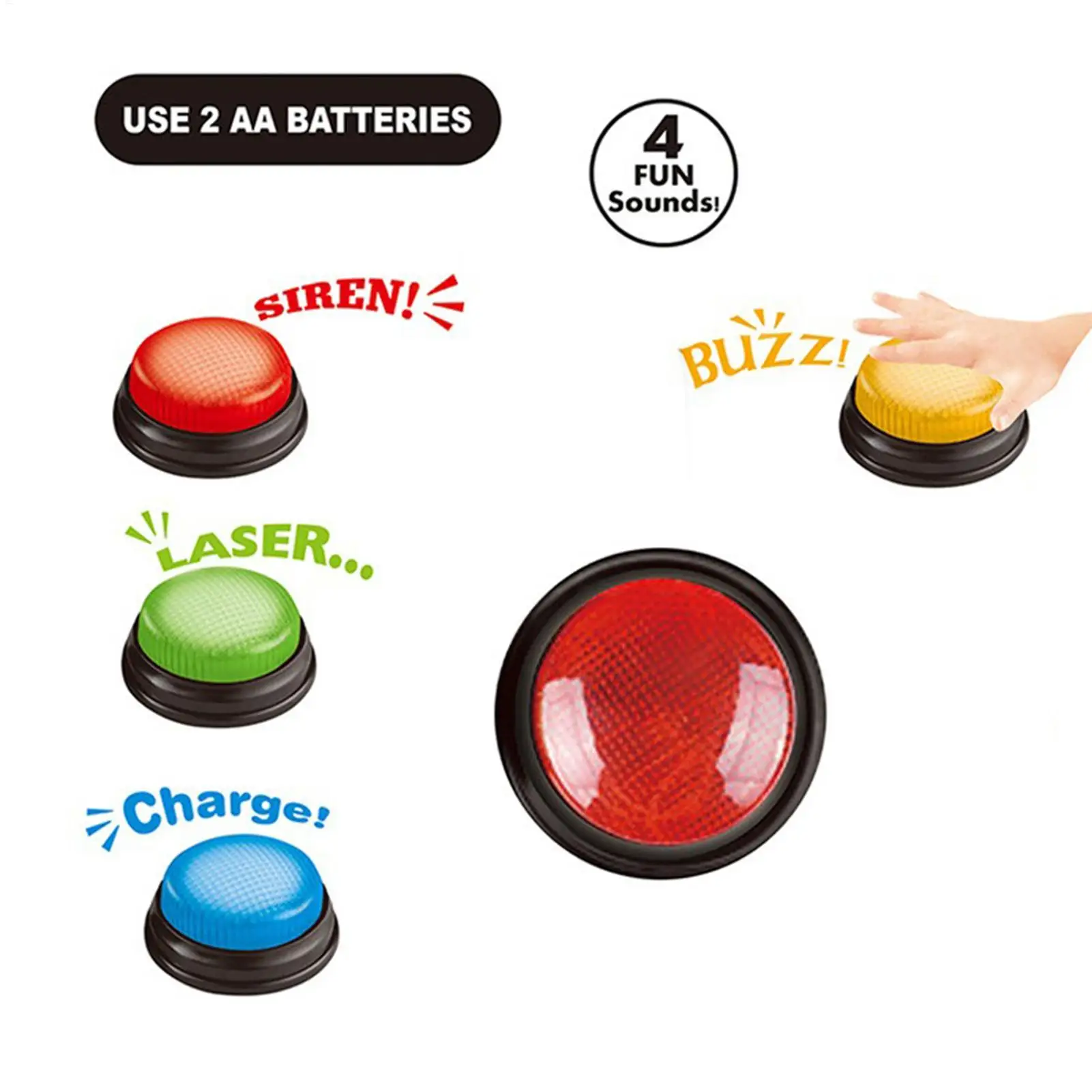 Quick Games Party - Game Buzzer 4-Piece Quick Answer Button