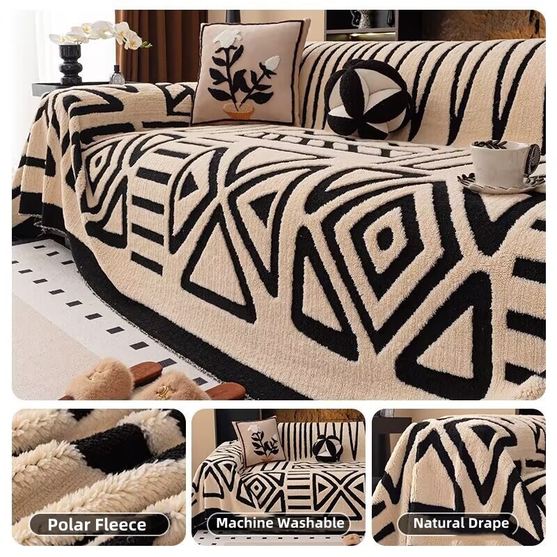 Polar Fleece Plush Sofa Cover  - Washer Toss Set review and price