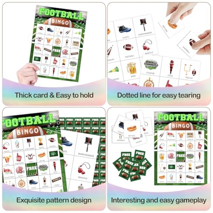 Football Party Bingo Game Card - Party Games For Large Groups review and price